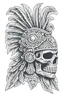 aztec warrior, skull, mexico,   tattoo design idea