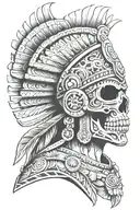 aztec warrior, skull, mexico,   tattoo design idea