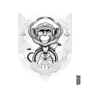 a monkey on bicycle  tattoo design idea