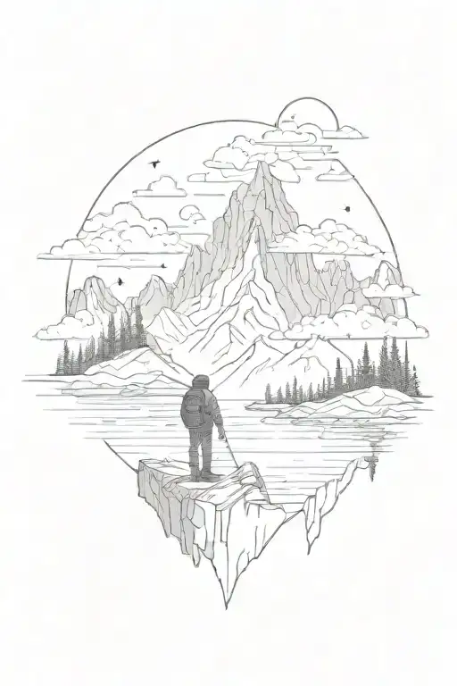adventure mountains hiking photography tattoo design idea