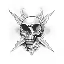 skull and flames  tattoo design idea