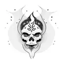 skull and flames  tattoo design idea