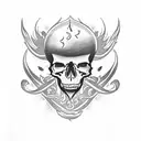skull and flames  tattoo design idea