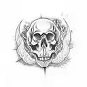 skull and flames  tattoo design idea