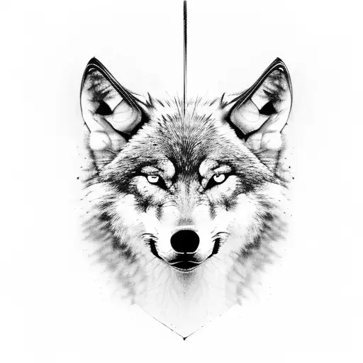 Wolf and Thor hammer mjolnir tattoo design idea