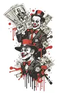casino money clowns circus money guns money drugs tattoo design idea