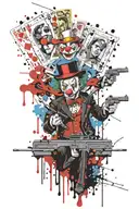 casino money clowns circus money guns money drugs tattoo design idea
