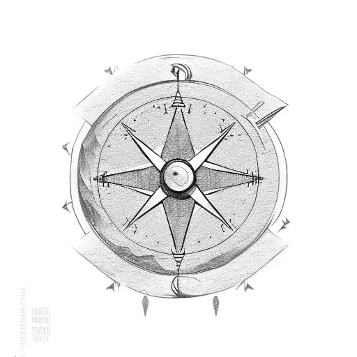 long pathway with many different sized stones on it, some forks in the path, a compass without any directions, a dog tag tattoo design idea