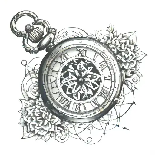 pocket watch tattoo design idea