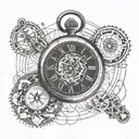 pocket watch tattoo design idea