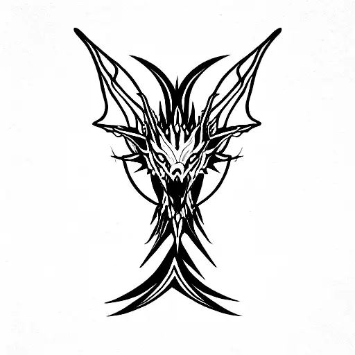 nordic Dragon with red details tattoo design idea