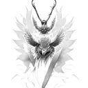 warrior,never giveup, phoenix, eagle tattoo design idea