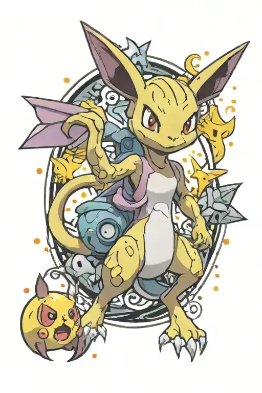 Pokémon mewtwo pikachu misty tattoo design idea