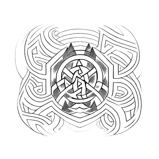A strong rune design incorporating symbols of courage and assistance tattoo design idea
