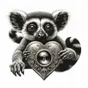 lemur holding locket surrounded tattoo design idea