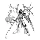 Aatrox the world ender in battle stance tattoo design idea