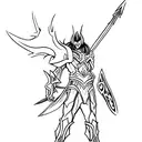 Aatrox the world ender in battle stance tattoo design idea