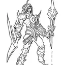 Aatrox the world ender in battle stance tattoo design idea