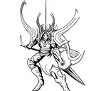 Aatrox the world ender in battle stance tattoo design idea
