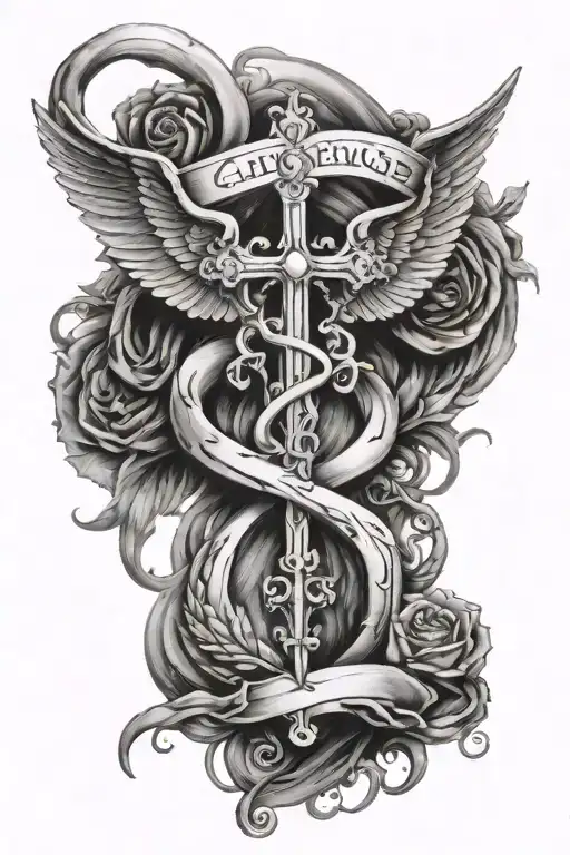 caduceus memorial tattoo design Gothic  tattoo design idea