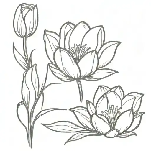 lily flower tulip blooming lotus flower bouquet tattoo design idea