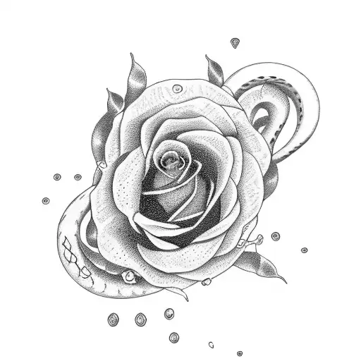 realistic woman and snakes and roses tattoo design idea