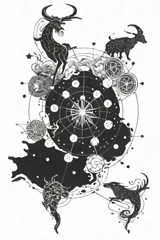Combine elements of Greek mythology with a constellation map of the client's zodiac sign tattoo design idea
