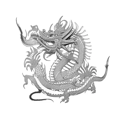 Aztec dragon, upiicsa dragon, quetzal, made of gears tattoo design idea