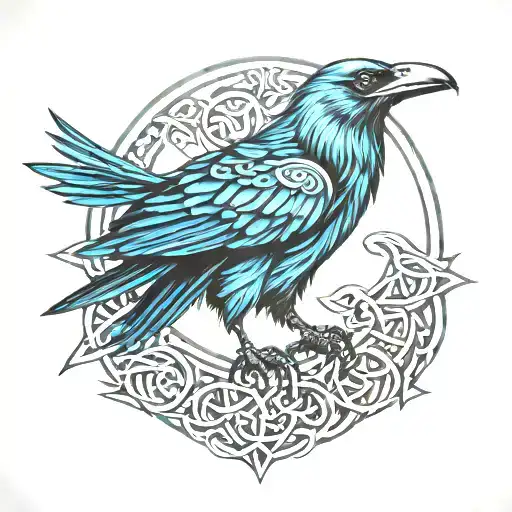 primitive celtic raven blue fade anger tattoo tattoo design idea