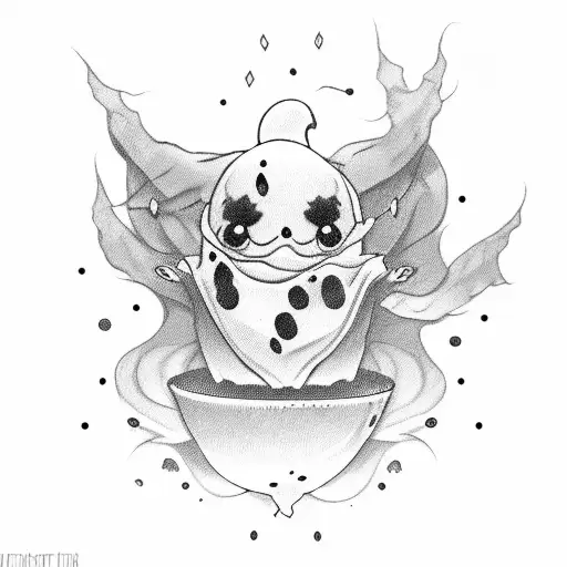 cute ghost cookies tattoo design idea