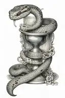 snake on top of chalice gray wash realistic tattoo design idea