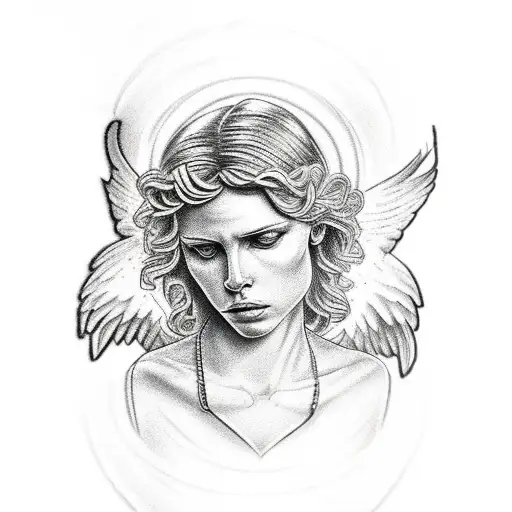 biblical angel tattoo design idea