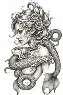 mermaid with octopus wrapped tattoo design idea