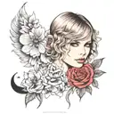 Taylor Swift lyrics with her face tattoo design idea