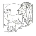 lion camel and child tattoo design idea