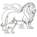 lion camel and child tattoo design idea