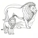 lion camel and child tattoo design idea