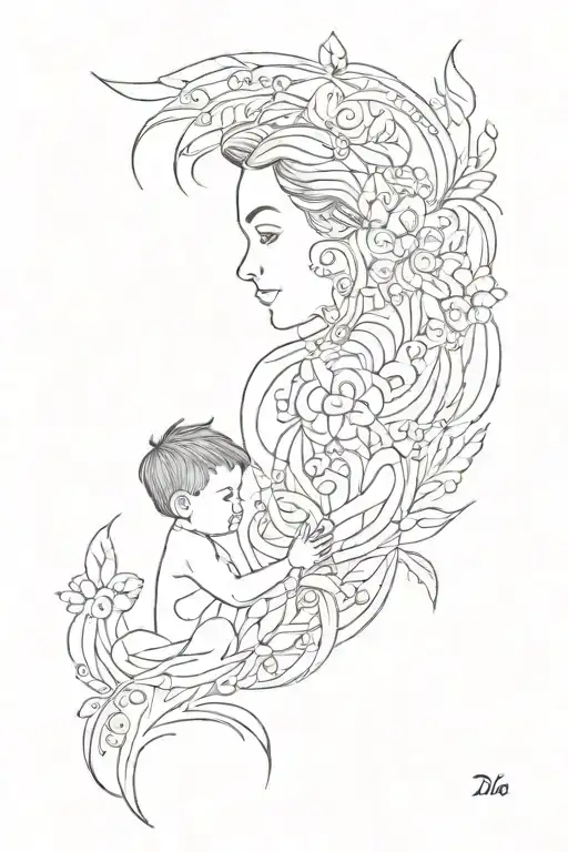 Minimalistic tattoo for an ne dad about a son or daugther tattoo design idea