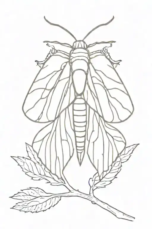dead tree moth emerging tattoo design idea