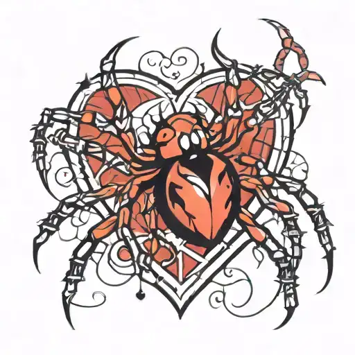Spider love heart tattoo design idea