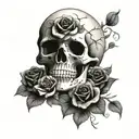 skull with roses tattoo design idea