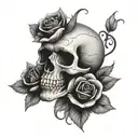 skull with roses tattoo design idea