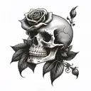 skull with roses tattoo design idea