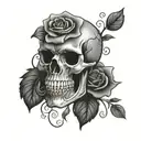 skull with roses tattoo design idea