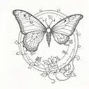 butterfly clock face tattoo design idea