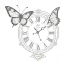 butterfly clock face tattoo design idea