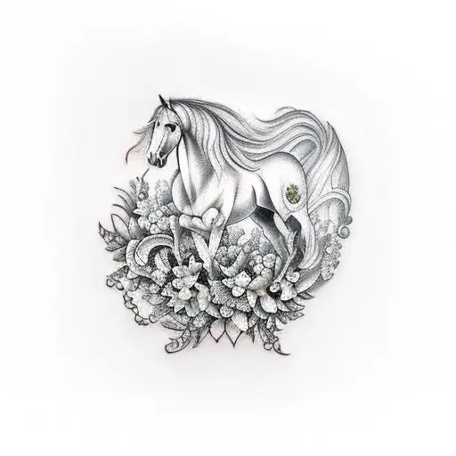 Aquarius and horse and olive wreath tattoo tattoo design idea