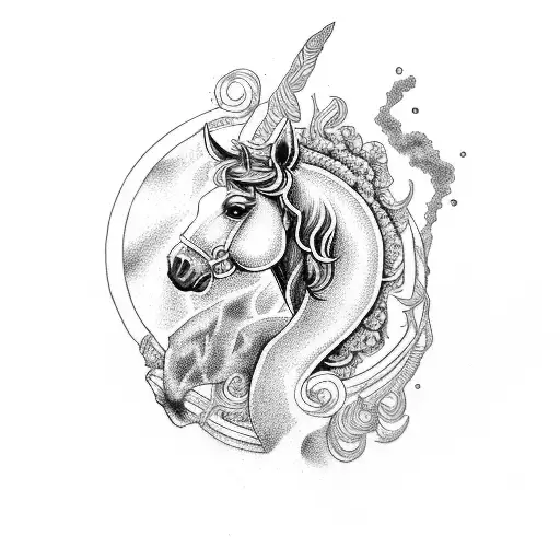 Aquarius and horse and olive wreath tattoo tattoo design idea