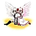 devil and angel  tattoo design idea