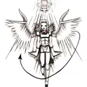 devil and angel  tattoo design idea